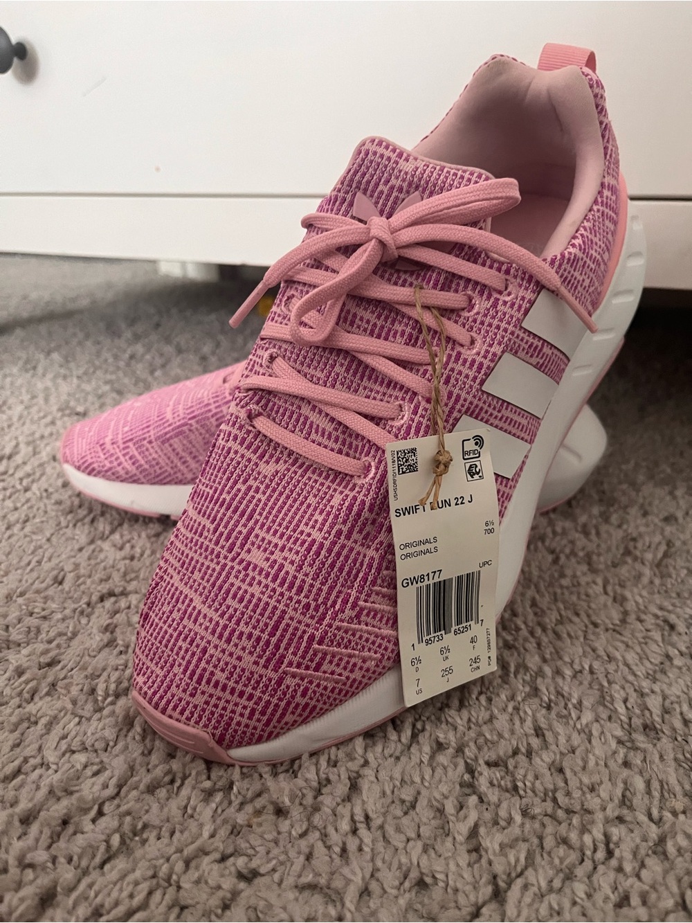 adidas Swift Run 22 Women's Pink Knit Athletic Sneakers